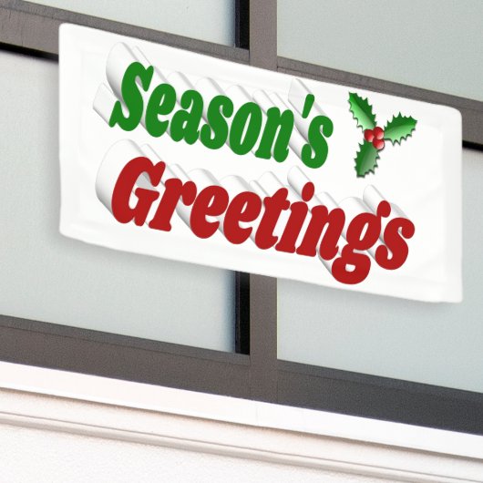 Seizoenen Vergroeten Holly Kersttypografie Spandoek (Buitenkant Gebouw)