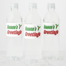 Seizoenen Vergroeten Holly Kersttypografie Waterfles Etiket