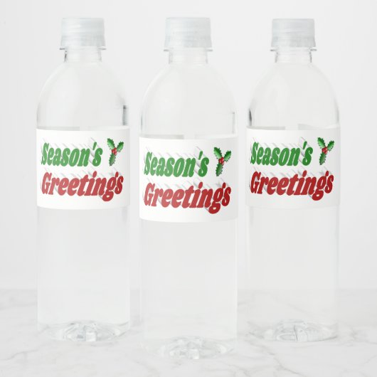Seizoenen Vergroeten Holly Kersttypografie Waterfles Etiket (Flessen)