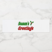 Seizoenen Vergroeten Holly Kersttypografie Waterfles Etiket (Enkel label)