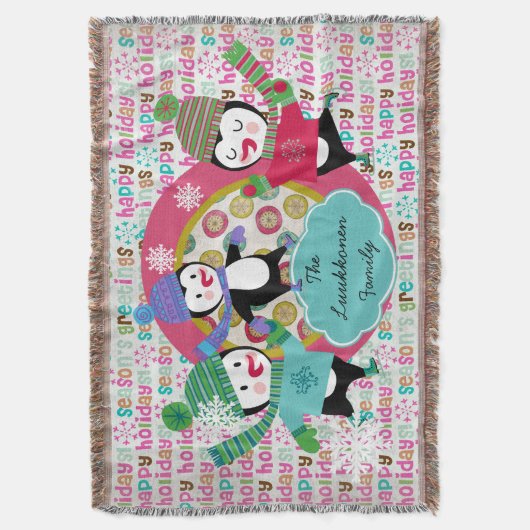 Seizoenen Vergroeten Huidpinguïns Holiday Throw Deken (Voorkant Verticaal)