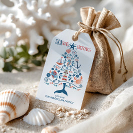 Seizoenen Vergroeten Nautical Beach Kerstmis Cadeaulabel