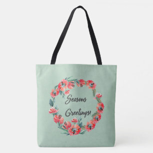 Seizoenen Vergroeten Rode Florale Waterverf Tote Bag