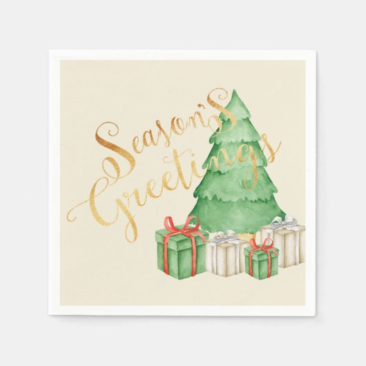 Seizoenen Vergroeten Waterverf Kerstmis Servet (Voorkant)
