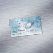 Seizoenen Vergroeten Winter Deer en Pine Trees Visitekaartje Magneet (Voorbeeld)