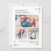 Seizoenen Vergroting Elegant Platinum Foto Collage Feestdagenkaart (Voorkant)