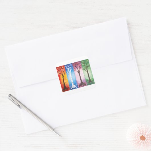 Seizoenen Vierkante Sticker (Envelop)