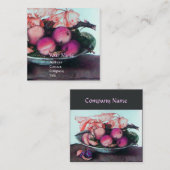 SEIZOENGROENEN, Prunes, Blauwe Roze Vierkante Visitekaartje (Voorkant / Achterkant)