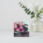 SEIZOENGROENEN, Prunes, Blauwe Roze Vierkante Visitekaartje (Staand voorkant)