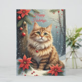 Seizoengroet Kat  Kaart (Staand voorkant)