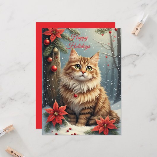 Seizoengroet Kat  Kaart (Voorkant / Achterkant in situ)