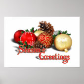 Seizoengroeten - Baubles & Pine Cones Poster (Voorkant)