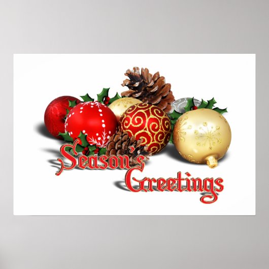 Seizoengroeten - Baubles & Pine Cones Poster (Voorkant)