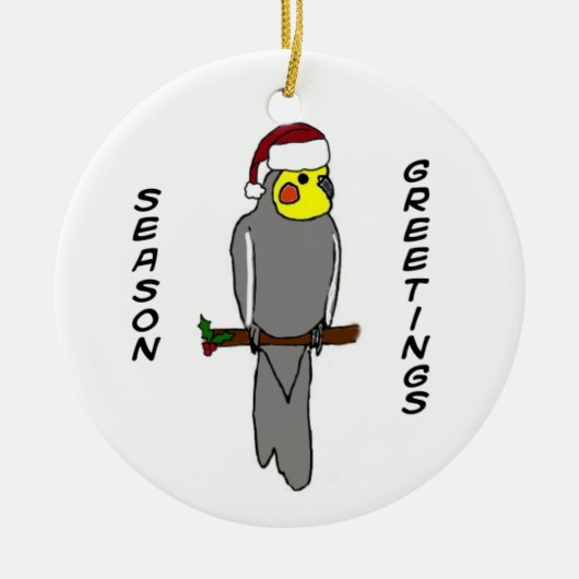 Seizoengroeten Cockatiel kerstversiering Keramisch Ornament (Voorkant)