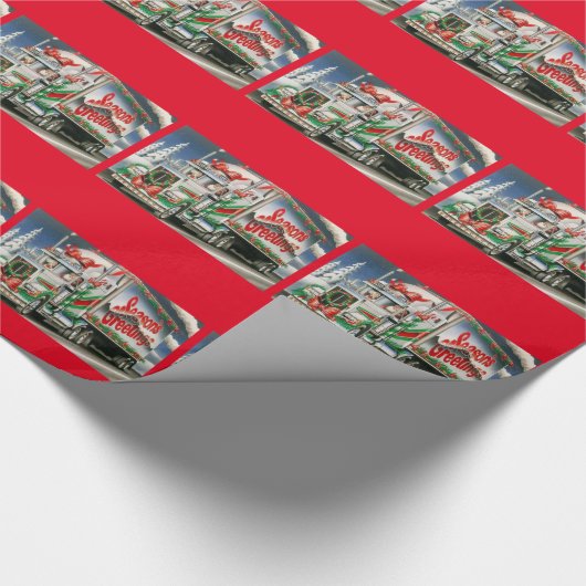 Seizoengroeten die de kerstman vervoeren cadeaupapier (Hoek)