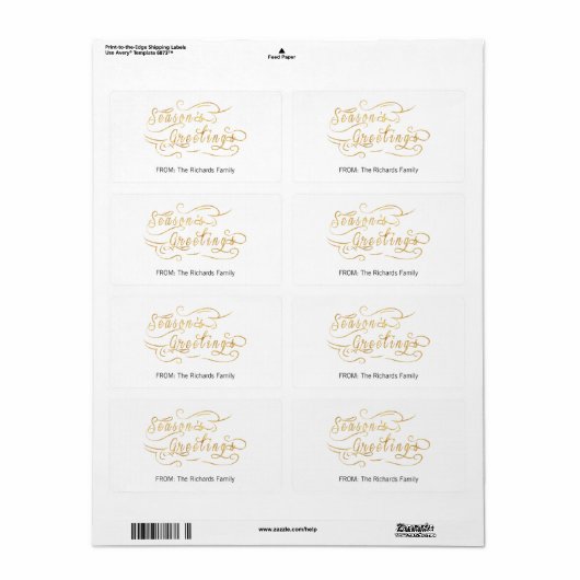 Seizoengroeten (GOLD) Etiket (Full Sheet)