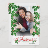 Seizoengroeten Holly en Berries - Verticale foto Feestdagenkaart (Voorkant / Achterkant)