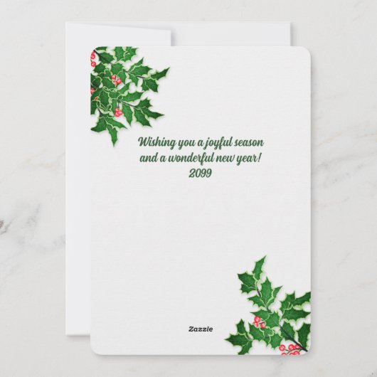 Seizoengroeten Holly en Berries - Verticale foto Feestdagenkaart (Achterkant)