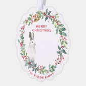 Seizoengroeten - Holly Wreath w. Kerstmis Ornament Kaart (Links)