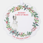 Seizoengroeten - Holly Wreath w. Kerstmis Ornament Kaart (Voorkant)