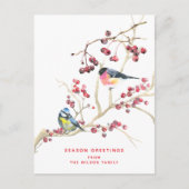 Seizoengroeten - kerstgroen met vogel briefkaart (Voorkant)