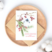 Seizoengroeten - kerstgroen met vogel briefkaart