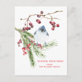 Seizoengroeten - kerstgroen met vogel briefkaart (Voorkant)