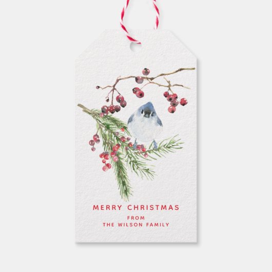 Seizoengroeten - kerstgroen met vogel cadeaulabel (Achterkant)