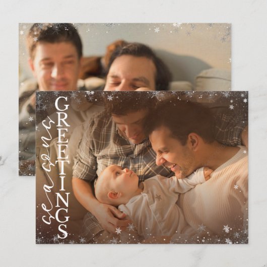 Seizoengroeten | Kerstsneeuwvlok 2 Foto Feestdagenkaart (Voorkant / Achterkant)