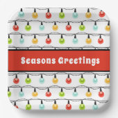 Seizoengroeten | Kute kerstlampjes Papieren Bordje (Voorkant)