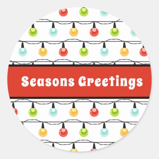 Seizoengroeten | Kute kerstlampjes Ronde Sticker (Voorkant)