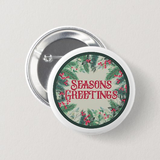 Seizoengroeten Ronde Button 5,7 Cm (Voorkant /achterkant)