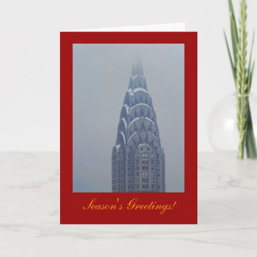 Seizoengroeten: Snowcapped Chrysler Building A1 Feestdagen Kaart (Voorkant)