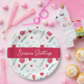 Seizoengroeten | Snowflake en hartfeestdag Papieren Bordje (Feest)