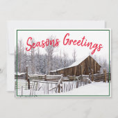 Seizoengroeten  Snowy Barn Foto Feestdagenkaart (Voorkant)