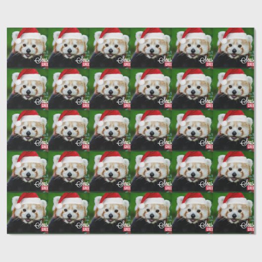 Seizoengroeten uit de Rode Panda-kerstman Cadeaupapier (Vlak)
