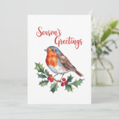 Seizoengroeten van de opgewekte Robin Kaart (Staand voorkant)