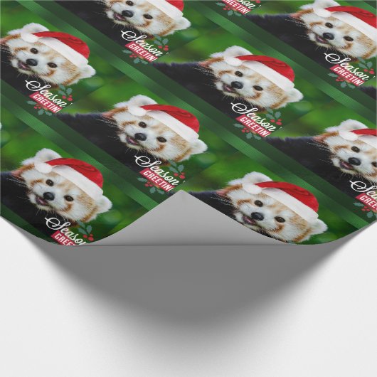 Seizoengroeten van Red Panda Santa Wrapping Pa Cadeaupapier (Hoek)