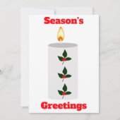 Seizoengroeten Witte Kaars Met Hulst Kaart (Voorkant)