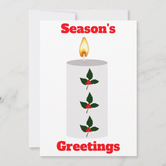 Seizoengroeten Witte Kaars Met Hulst Kaart (Voorkant)