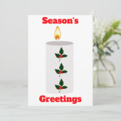 Seizoengroeten Witte Kaars Met Hulst Kaart (Staand voorkant)