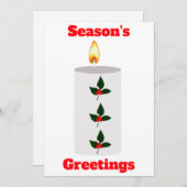 Seizoengroeten Witte Kaars Met Hulst Kaart (Voorkant / Achterkant)