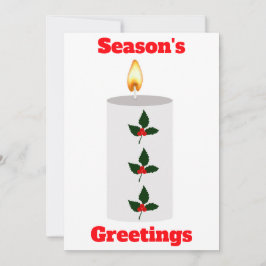 Seizoengroeten Witte Kaars Met Hulst Kaart