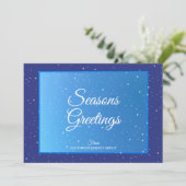 Seizoengroeten Zakelijk Logo Blauw Wit Modern Feestdagenkaart (Staand voorkant)