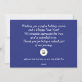 Seizoengroeten Zakelijk Logo Blauw Wit Modern Feestdagenkaart (Achterkant)