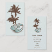 seizoenhellen en palmboom 1 blauw visitekaartje (Voorkant / Achterkant)