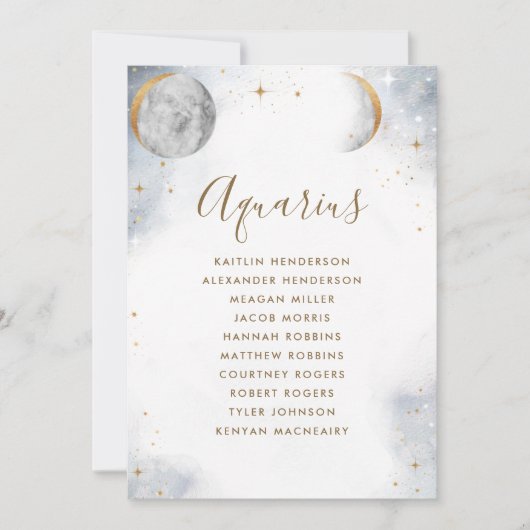 Seizoenplan Celestiaire tabelnaam met gastnamen (Voorkant)