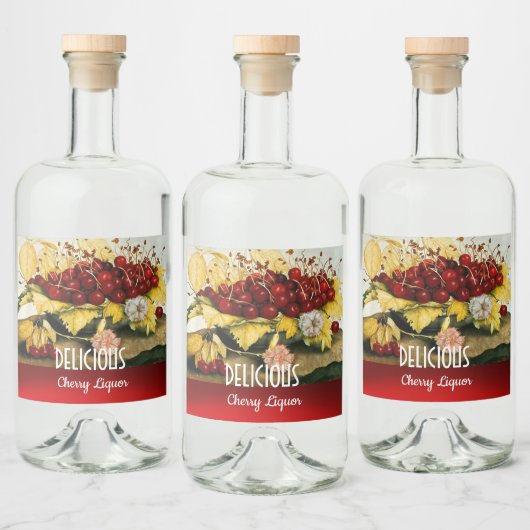 SEIZOEN'S FRUIT / KERSEN EN ANJERS KERSEN LIKEURFLES ETIKET (Flessen)