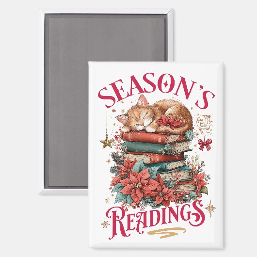 Seizoens lectuur Knus Kitten  Magneet (Voorkant / Achterkant)