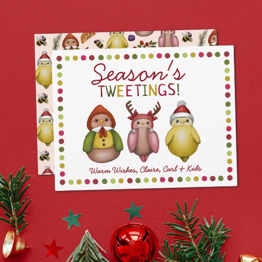 Seizoens Tweets - Whimsische vogel kerstkaart